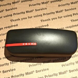 New Prada Black Eyeglass Sunglasses Case with Red Accent